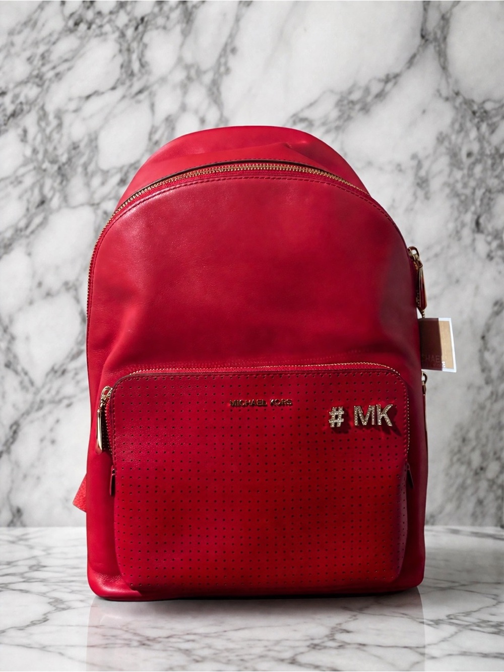 Michael Kors Red Men's Backpack with #MK Accent